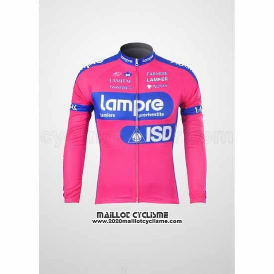 2012 Maillot Ciclismo Lampre ISD Rose et Azur Manches Longues et Cuissard